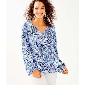 Lilly Pulitzer Willa Top | Size XS | Animals Blue